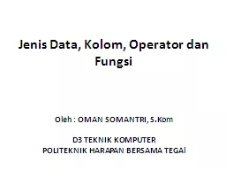 Jenis  Data,  Kolom , Operator