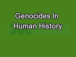 Genocides In Human History