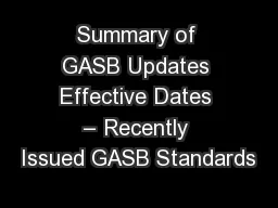 Summary of GASB Updates Effective Dates – Recently Issued GASB Standards