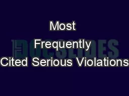 Most Frequently Cited Serious Violations