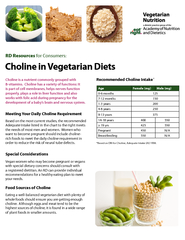 Choline in Vegetarian Diets RD Resources for Consumers