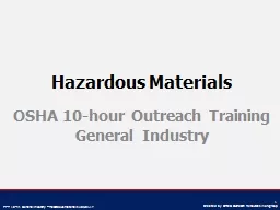Hazardous Materials OSHA 10-hour Outreach Training General Industry