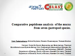 Comparative peptidome analysis  of the mucus from seven gastropod species.