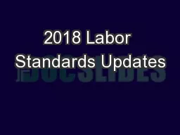 2018 Labor Standards Updates