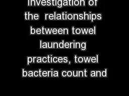 Investigation of the  relationships between towel laundering practices, towel bacteria