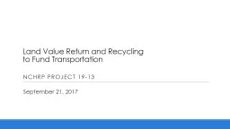 Land Value  Return and Recycling