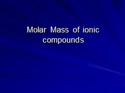 Molar Mass of ionic compounds