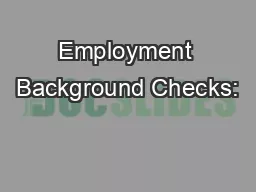 Employment Background Checks: