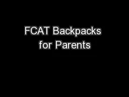 FCAT Backpacks for Parents