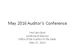 May 2016 Auditor’s Conference