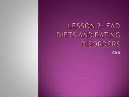 Lesson 2: Fad diets and eating disorders
