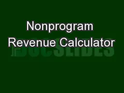 Nonprogram Revenue Calculator