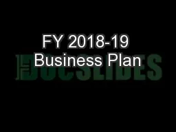 FY 2018-19 Business Plan