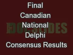 Final Canadian National Delphi Consensus Results