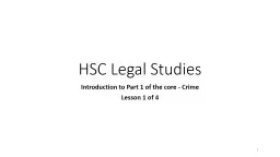 HSC Legal Studies Introduction to Part 1 of the core - Crime