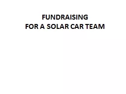 FUNDRAISING  FOR A SOLAR CAR TEAM
