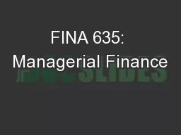 FINA 635: Managerial Finance