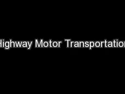 Highway Motor Transportation
