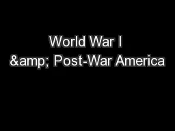 World War I & Post-War America