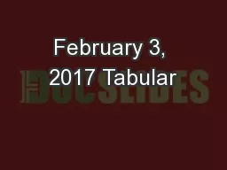 February 3, 2017 Tabular