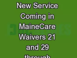 Career Planning  A New Service Coming in MaineCare Waivers 21 and 29 through DHHS- OADS