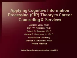 Applying Cognitive Information Processing (CIP) Theory to Career Counseling & Services