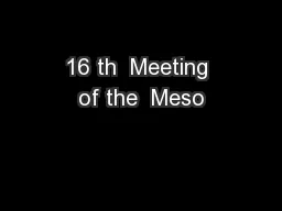 16 th  Meeting of the  Meso