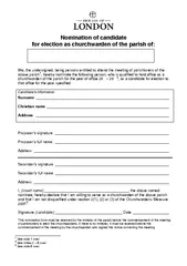 Nomination of candidate for election as churchwarden o