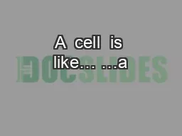 A  cell  is like… …a