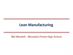 Lean Manufacturing Mel Wendell – Mountain Pointe High School