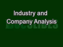 Industry and Company Analysis