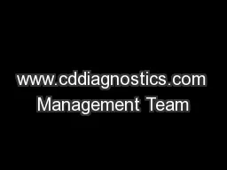 www.cddiagnostics.com Management Team