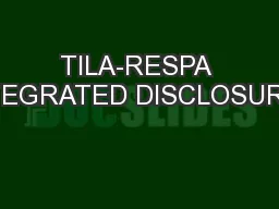 TILA-RESPA INTEGRATED DISCLOSURES