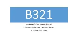 B321 Essay    (results next lesson)