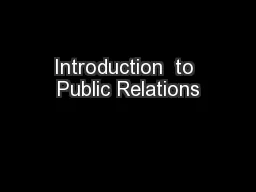 Introduction  to Public Relations