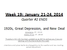 Week 19:  January 21-24, 2014