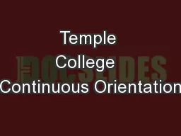 Temple College  Continuous Orientation