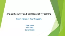 Annual Security and Confidentiality Training