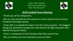 Clear Falls Football 2018 Parent Meeting