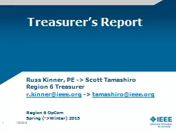 Treasurer’s Tips Scott Tamashiro