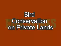 Bird Conservation on Private Lands