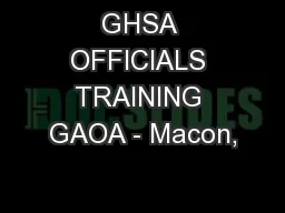 GHSA OFFICIALS TRAINING GAOA - Macon,