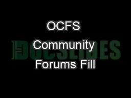 OCFS Community Forums Fill