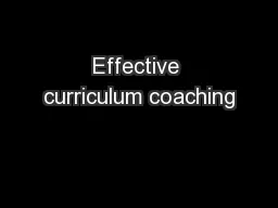 Effective curriculum coaching