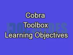 Cobra Toolbox Learning Objectives