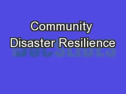 Community Disaster Resilience