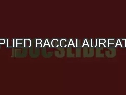APPLIED BACCALAUREATES
