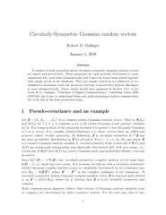 CircularlySymmetric Gaussian random vectors Robert G