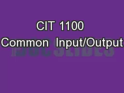 CIT 1100 Common  Input/Output