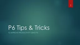 P6 Tips & Tricks To improve productivity using p6
